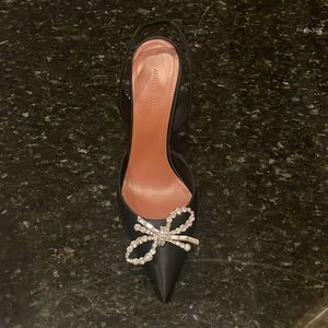 Black Amina Muaddi Rosie pointed toe slingback pumps, brand new, never worn